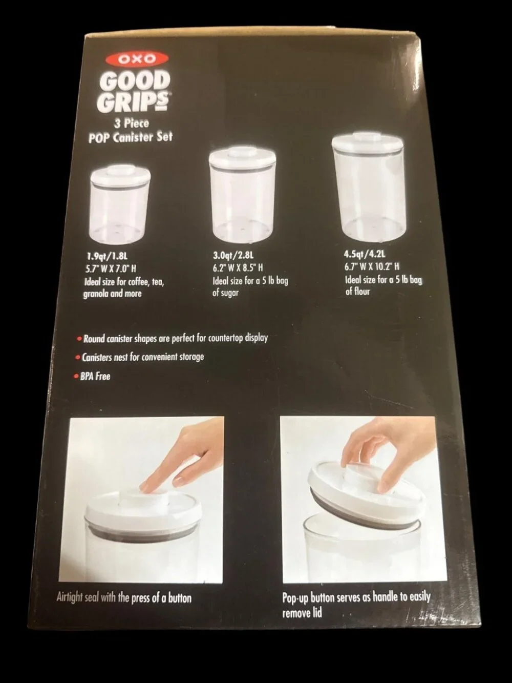 Oxo Good Grips BPA-Free 3-Piece POP Canister Set with Airtight Seal New in Box